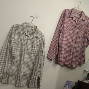 Lot Of 2 Haband Plaid Long Sleeve Tops Size 2X. Chest 52" - Length 29" -Any qu